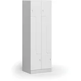 Z-Spind S1, 4 Abteile, 1850 x 600 x 500 mm, Zylinderschloss, laminierte Tür, weiß