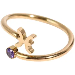 Fingerring FIRETTI "Schmuck Geschenk Damenring Sternzeichen", bunt (gelbgoldfarben, lila, lila), Fingerringe, Damen, 5 g, Fische, Edelstahl, 1,2mm, Made in Germany - mit Zirkonia (synth.)