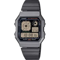 Chronograph CASIO VINTAGE, schwarz, schwarz, Armbanduhren, Damen, Quarzuhr, Armbanduhr, Damenuhr, Herrenuhr, Edelstahlarmband, digital