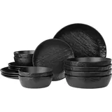 Navaris Steingut Kombiservice 16-tlg. für 4 Personen anthrazit