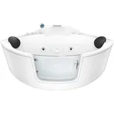 AcquaVapore Whirlpool Pool Badewanne Eckwanne Wanne W60 140x140cm mit Tür Walk-in-Pool passive Schlauch-Reinigung