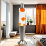 Licht-Erlebnisse Lavalampe Orange, Lava Lampe klein, Retro Lampe, 36 cm, Geschenkidee Weihnachten, G9 30 W mit Kabelschalter, inklusive Leuchtmittel, kräftig, aktiv