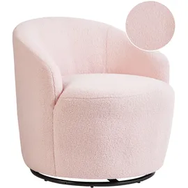 Beliani Drehsessel DAVIK Bouclé 62 x 67 x 63 cm Rosa