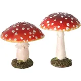 Boltze Fliegenpilz Garten Deko aus Kunstharz 2er Set - Rot