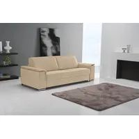 Schlafsofa EGOITALIANO "Cecilia, modern & elegant, erstklassiger Sitzkomfort, Dauerschläfer", beige (champagner), B:234cm H:85cm T:102cm, Leder »BULL« (echtes Rindsleder). Geschliffenes, pigmentiertes und behandeltes Rindsleder mit einer Dicke von 1, 3-1, 5 mm. Dieses Leder zeigt eine ziemlich weiche Hand mit einem halb undurchsichtigen Aussehen. Es handelt sich um ein geschütztes Leder. Eine leichte Deckschicht schützt sie vor Flecken, ohne ihre ursprünglichen Eigenschaften zu verändern. Die geschützten Leder kombinieren die Vorteile von Natürlichkeit und Weichheit mit einer guten Beständigkeit gegen Verschleiß und Ausbleichen. Das Vorhandensein der charakteristischen Zeichen, die das Leben des Tieres bestimmen, wie Narben, Körnungsunterschiede, Falten, Adern, Disharmonien in Farbtönen, beweisen ihre absolute Echtheit und großen Wert., Sofas, Schlafsofa, inkl. Matratze und hochwertigem Metallbettrahmen, toller Schlafkomfort