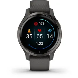 Garmin Venu 2S - 40 mm - Carbon-Schwarz - Sportuhr mit Band - Silikon - Handgele