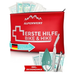 Alpenwert Erste-Hilfe-Set Outdoor First Aid Kit Set für Kinder, Fahrrad, Wandern, Erste Hilfe Set Outdoor rot
