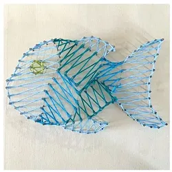 PEBARO NB4 - Nagelbild, Fadenbild, Fadenspannbild, String Art, Motiv Fisch