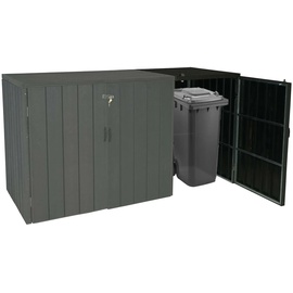 MCW 1er WPC-Mülltonnenverkleidung Erweiterung MCW-J28, Premium Mülltonnenbox, Metall Holzoptik ~ anthrazit