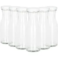 Mambocat 6er Set Weithalsflasche Karaffe 150 ml + To 43 Deckel weiß