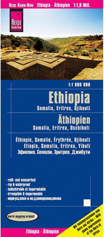 Reise Know-How Landkarte Äthiopien  Somalia  Eritrea  Dschibuti / Ethiopia  Somalia  Djibouti  Eritrea (1:1.800.000)  Karte (im Sinne von Landkarte)