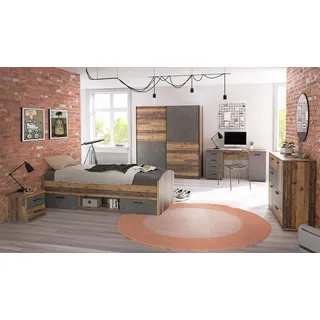 Forte Jugendzimmer WINNIE 5-tlg. Komplettset, Optik: Old Wood Vintage