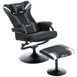 Vinsetto Relaxsessel mit Hocker, Fernsehsessel, Polstersessel, 130° neigbar, Schwarz+Grau,