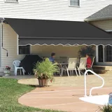 Gelenkarmmarkise 345 x 250 cm Markise mit Handkurbel Balkon Sonnenschutz verstellbar Aluminium Sonnenmarkise manuelle, Wetterfest Anthrazit - Dunkelgrau