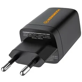 Hammer Rapidcharge Duo 30 W Netzladegerät Usb-A, Usb-C, Schnellladung - Schwarz