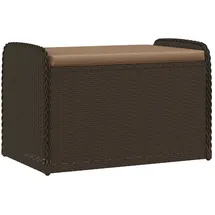 vidaXL Sitzbank mit Stauraum & Kissen Braun 80x51x52 cm Poly Rattan