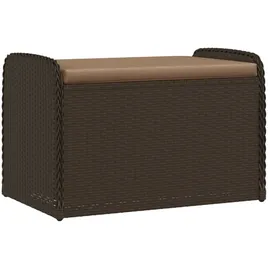 vidaXL Sitzbank mit Stauraum & Kissen Braun 80x51x52 cm Poly Rattan