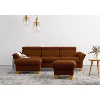 Ecksofa HOME AFFAIRE "Lindgren L-Form", rosa (kupfer), B:258cm H:84cm T:169cm, 100% Polyester, Sofas, Ecksofa, wahlweise mit Bett mit klappbaren Rollen, Kasten und Kopfverstellung