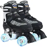 Nattork Kinder Rollschuhe für Jungen, Schwarz Verstellbare Rollschuhe für Größere Kinder im Alter von 7, 8, 9 und 10 Jahren für Anfänger Im Outdoor-Sport, das Beste Geburtstagsgeschenk für Kinder