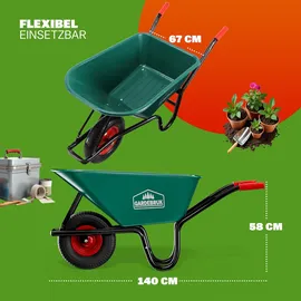 Gardebruk Schubkarre 100 Liter Bauschubkarre Gartenschubkarre 250kg Belastbarkeit Luftreifen Stabil Kunststoffwanne - Gardebruk