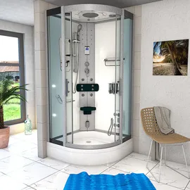 SeniorBad D46-50T0 Komplettdusche mit Schiebetür 90 x 90 cm weiß Sicherheitsglas D46-50T0