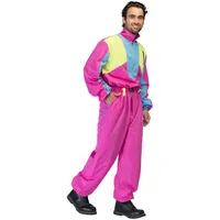 Boland – Retro Skianzug Pink, leuchtet im Schwarzlicht, 80er-Jahre Kostüm für Herren, Apres Ski Party Outfit, Anzug für Faschingskostüme