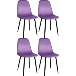 DELUKE® Esszimmerstühle 4er Set MOVI - Lila Samt, Metall 88x44x51cm Esszimmerstuhl Stuhl Esszimmer Küchenstühle