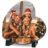 iDIY Personalisiertes Schieferplatte mit Foto für die Familie, Familienbild Geschenk Familie Mama Papa, Pärchen Weihnachten Geschenke Geburtstag Muttertag Vatertag Valentinstag 14.5x14.5cm