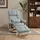 M MCombo Relaxsessel 9066 Mikrofaser 86 x 110 x 90 cm Hellgrau mit Hocker