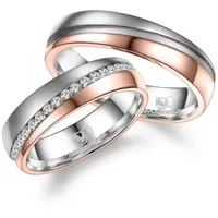 MARRYA Partnerring Edelstahl Ringe Trauringe Eheringe Partnerringe rosa|silberfarben 50
