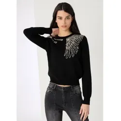Lois Jeans für Damen. 453002563 Intarsien-Pullover Ala schwarz (XL), Lässig, Viskose