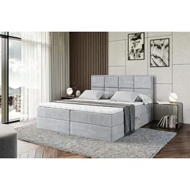 altdecor Boxspringbett mit Matratze und Topper, Polsterbett mit Bettkasten, Bett mit Stauraum H3-Matratze, Doppelbett, Springboxbett - NOVA - Grau Monolith