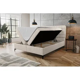 venasi ROMA Boxspringbett 140x200 mit 2 Bettkästen und TOPPER H2/H3 Matratze BEIGE Aragon 03 - Beige