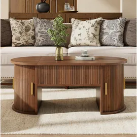 Okwish Höhenverstellbarer Couchtisch Braun Nussbaum 100 x 40,5 x 50 cm