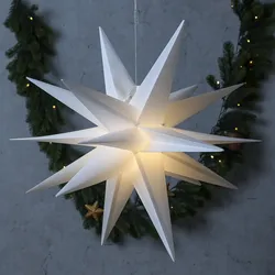 LED Weihnachtsstern 3D - Leuchtstern outdoor - 6 warmweiße LED - D: 60cm - mit Kabel - weiß