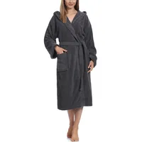 Ladeheid Damen Frottee Bademantel mit Kapuze Morgenmantel warm aus 100% Baumwolle LA40-102 (Graphite (D07) (Gramatur 450), S) - S
