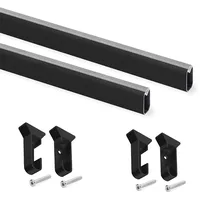Emuca - Schrankstangen-Set, 750 mm, Schwarz, Aluminium und Kunststoff,