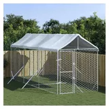 vidaXL Outdoor-Hundezwinger mit Dach Silbern 2x6x2,5m Verzinkter Stahl