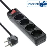 InLine InLine® Steckdosenleiste, 4-fach Schutzkontakt, mit Schalter, schwarz, 1,5m