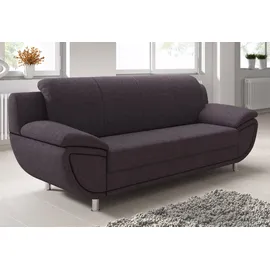 TRENDMANUFAKTUR 3-Sitzer TRENDMANUFAKTUR "Rondo II zeitlos und bequem", braun (rosybraun), B:207cm H:85cm T:94cm, Struktur ( 100% Polyester), Sofas, wahlweise mit komfortablem Federkern, mit extra breiten Armlehnen