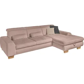 Set One by Musterring Ecksofa »SO 3400 Sitzhöhe 47cm oder 49cm, Sitztiefe verstellbar, B/T: 307/195cm« whlw. mit Funktion, Kaltschaum, in Cord, rose, Sitzhöhe 47