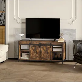 Okwish TV-Lowboard 120x54x40 cm Braun Stahl/Holzwerkstoff