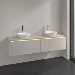 Villeroy & Boch Legato Waschtischunterschrank 160 cm mit 2 Auszügen und LED-Beleuchtung, Badmöbel,