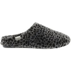 Norte Animal Print Fur Damen Pantoffel aus Kunstfell, Schwarz (Negro)