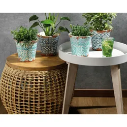 Decoris 1 Blumentopf 14x13cm Keramik Übertopf Blumenübertopf klein Terrakotta Deko Pflanzentopf Topf Sukkulenten Kakteen Kräuter