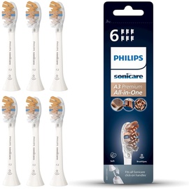 Philips A3 Premium All-in-One-Ersatz-Bürstenkopf für die elektrische Zahnbürste – 6er-Pack Philips Sonicare Ersatz-Bürstenköpfe in Weiß (Modell HX9096/10)