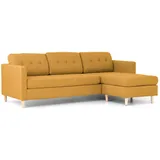 VCM ebuy24 Sofa Chaiselongsofa rechts oder links gewendet in Stoff currygelb mit Holzbeinen.