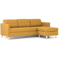 VCM ebuy24 Sofa Chaiselongsofa rechts oder links gewendet in Stoff currygelb mit Holzbeinen.