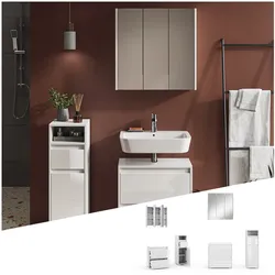 Vicco Badmöbel-Set Badezimmer-Möbel Bad-Schrank Majest Weiß Hochglanz modern Badezimmerschrank Waschbeckenunterschrank Spiegelschrank Midischrank Schranktür Schrankfach Schrankschublade
