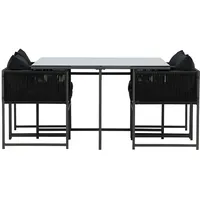 VCM ebuy24 Noto Gartenset 1 Esstisch, 2 Stühle Schwarz
